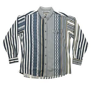 Vintage Western Plains Cowboy Striped Shirt Mens XL Button Down Long Sleeve